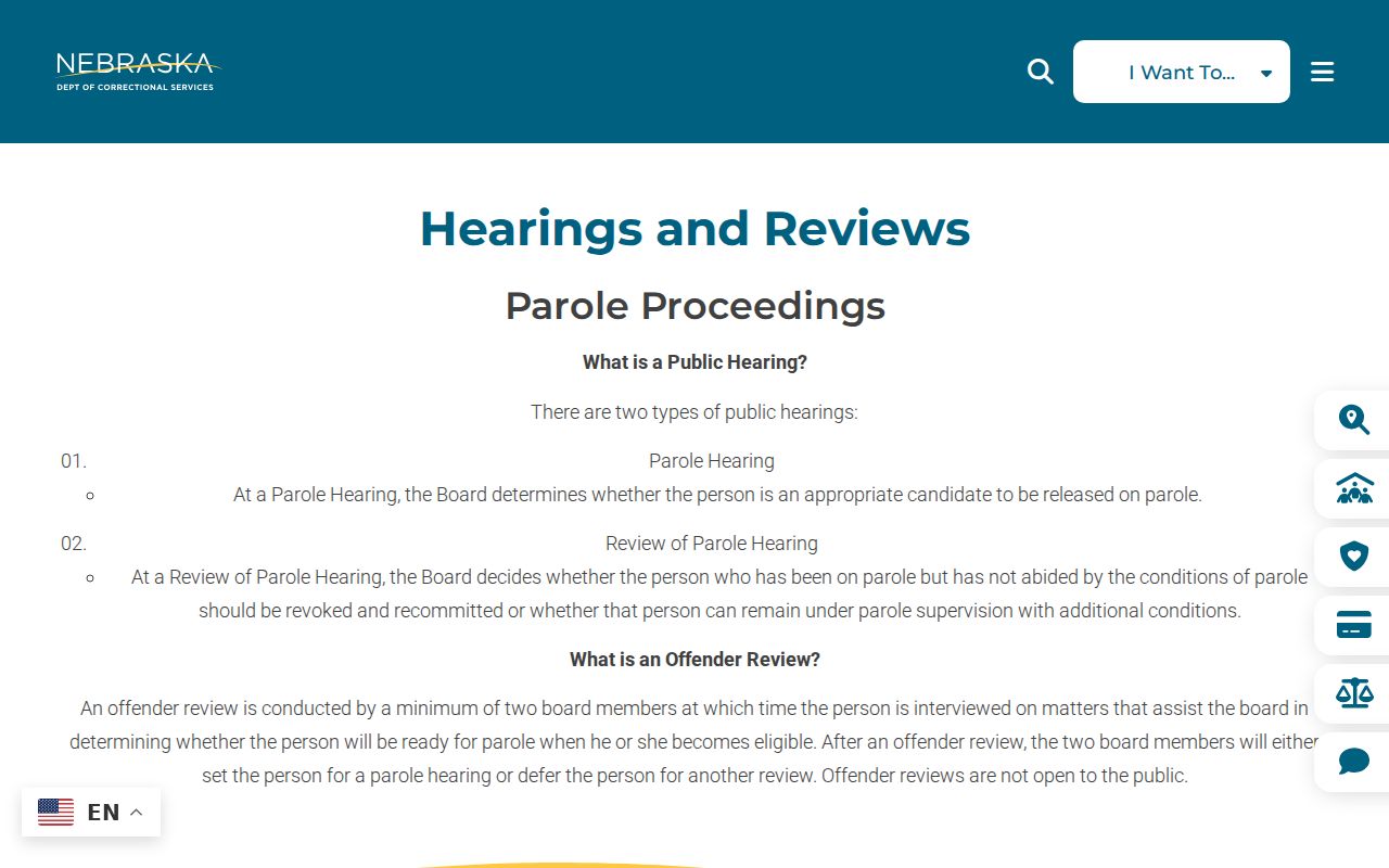 Nebraska parole hearing and review information for Diller record research