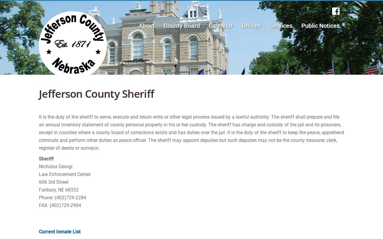 Jefferson County arrest history sheriff and jail records page