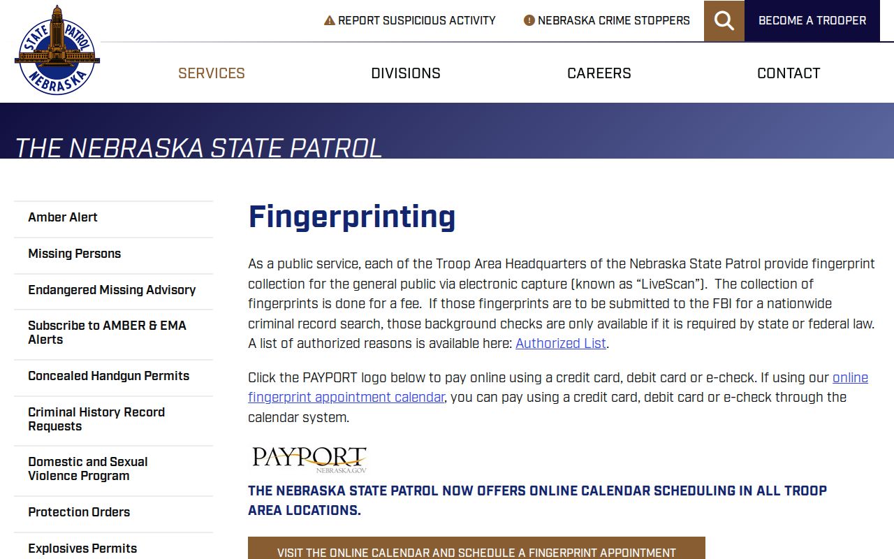 Jefferson County arrest history and Nebraska State Patrol fingerprinting channel