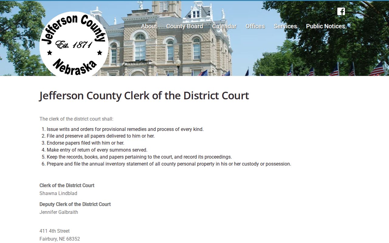 Jefferson County criminal court case records at the District Court clerk