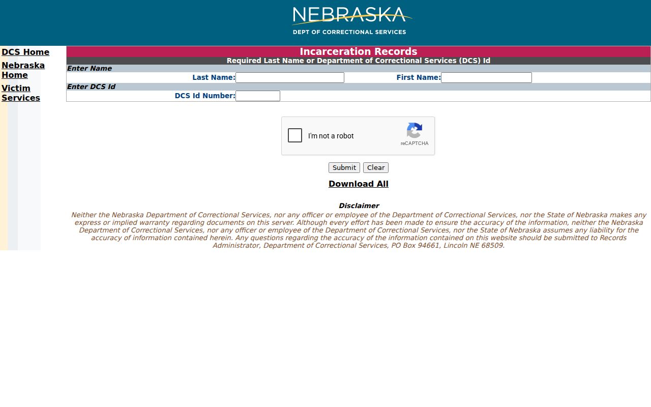 Nebraska state inmate search for Jefferson County criminal records