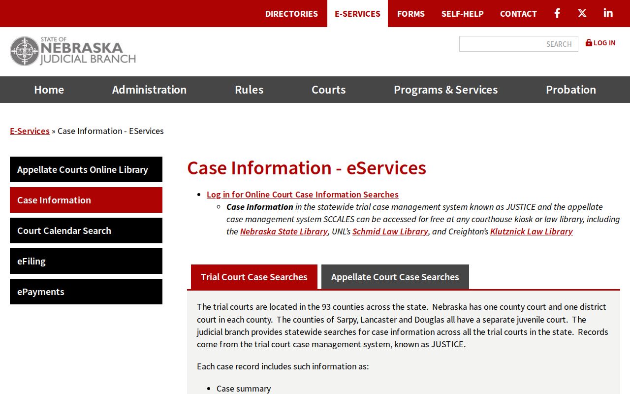 JUSTICE options for Jefferson County criminal case records