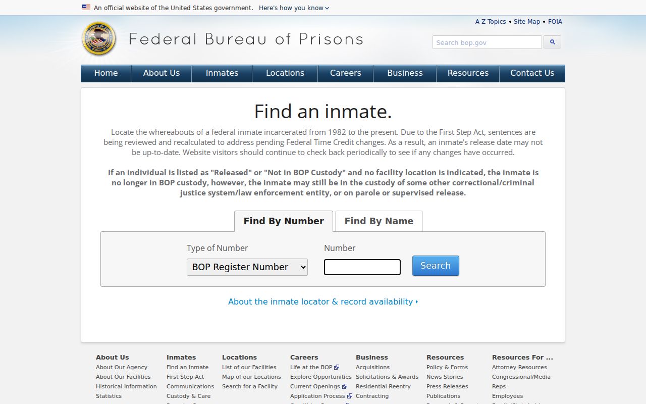 Federal inmate locator for Jefferson County criminal history research