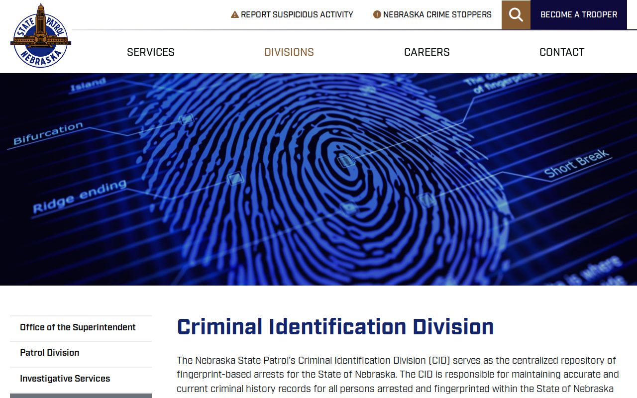 Nebraska State Patrol Criminal Identification Division serving Plymouth record requests